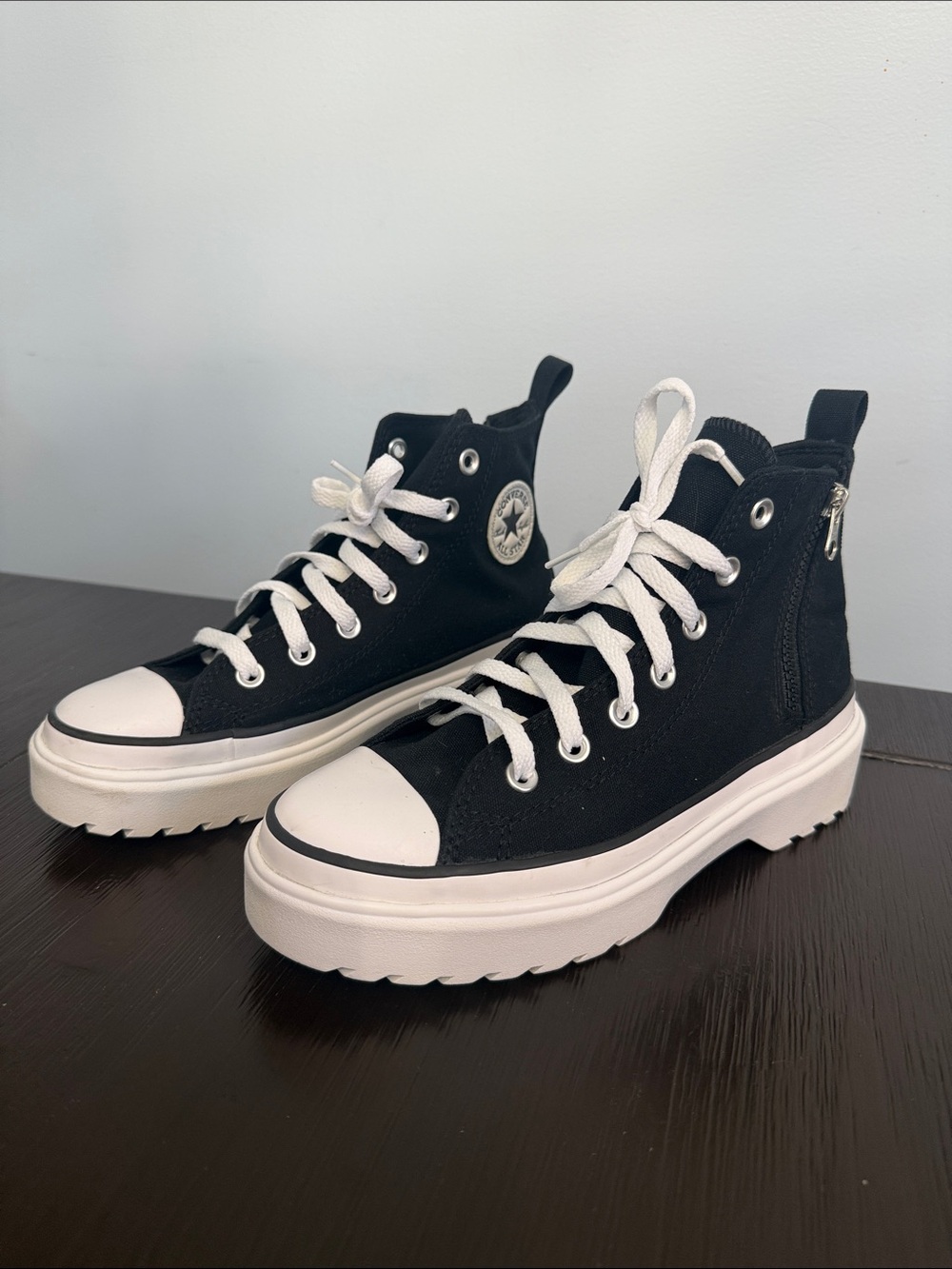 LIKE NEW Converse Black & White Platform High Top Sneakers